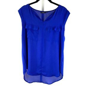 Apt. 9 Sleeveless Double Pocket V Neck Tunic Size M Royal Blue